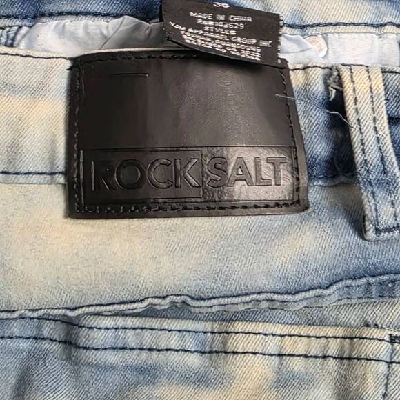Rock Salt Bleach Wash Distressed Jeans Men’s 36 - Picture 9 of 10